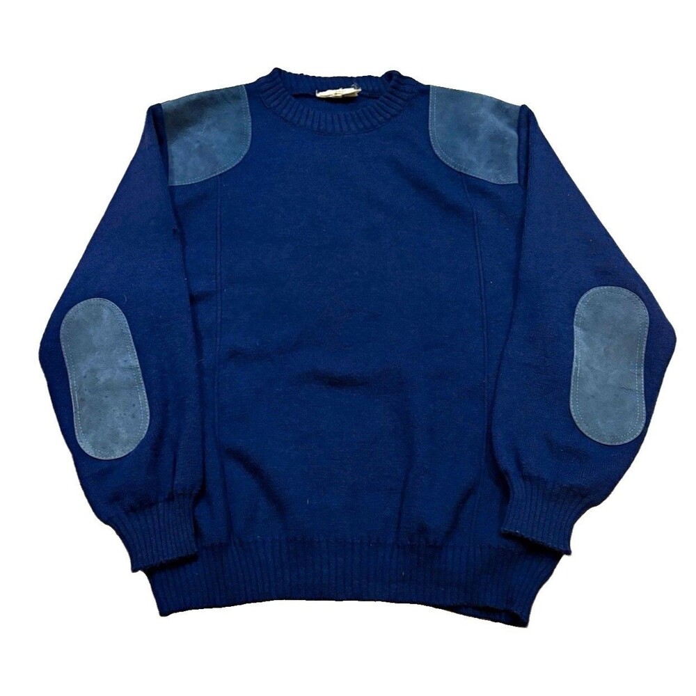 Vtg 80s Edinburgh Woollen Mill Wool Commando Sweater Patches Made in UK Men’s XL